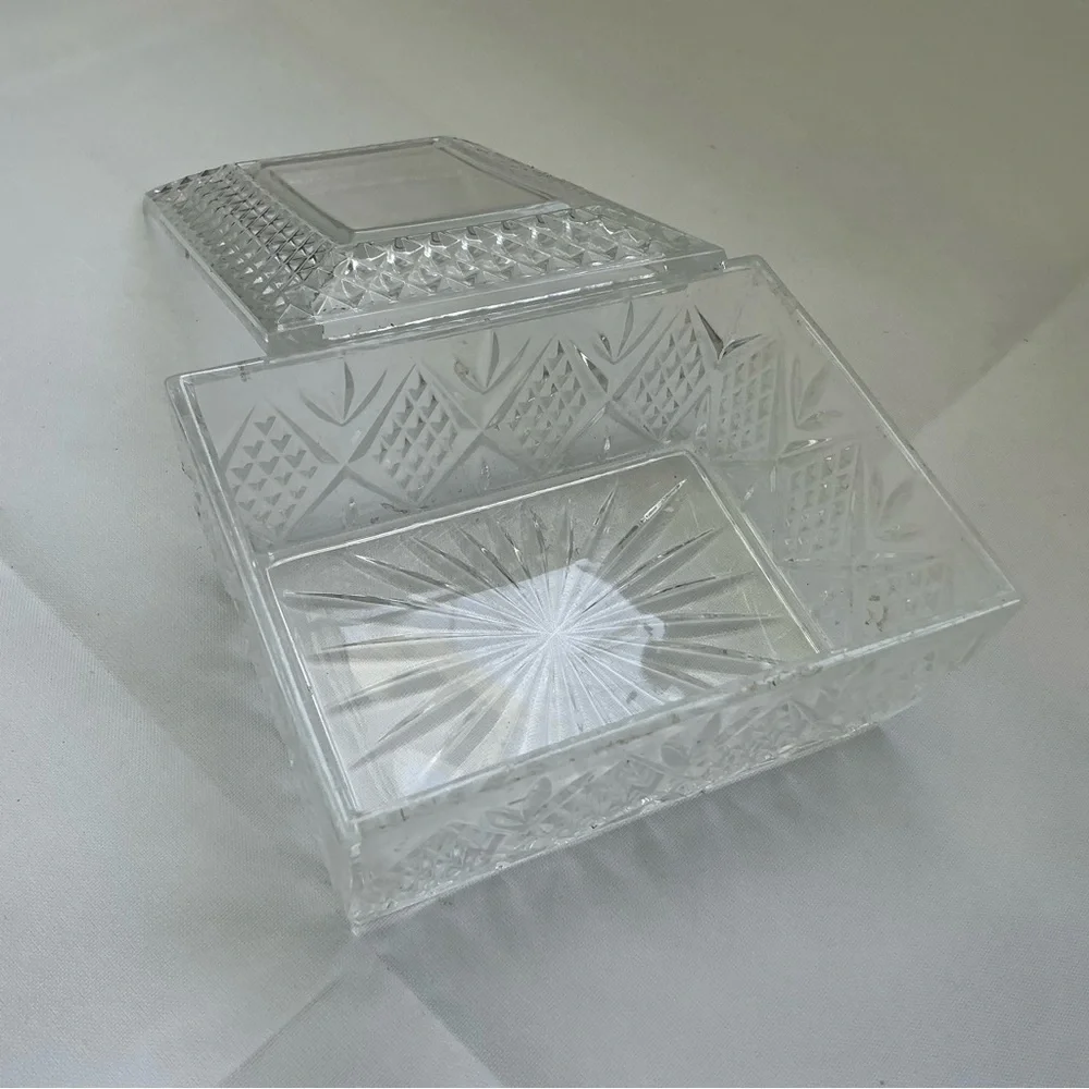 Vtg Idaho Grown Famous Potatoes Etched Crystal Lidded Trinket Box Advertising - Picture 7 of 11